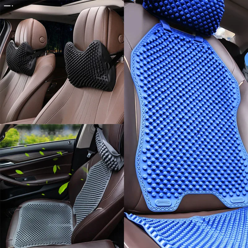 Juego de 3 piezas de cojines para coche, almohadas de silicona para coche, reducción de presión y cómoda protección para el cuello, reposacabezas