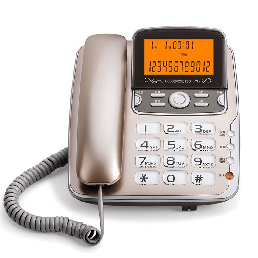 Vaste Telefoon Vaste Met Groot Scherm Flip, Backlight, Auto Ip, Doorverbinden, desktop Telefoon Voor Kantoor Thuis, Goud, Wit