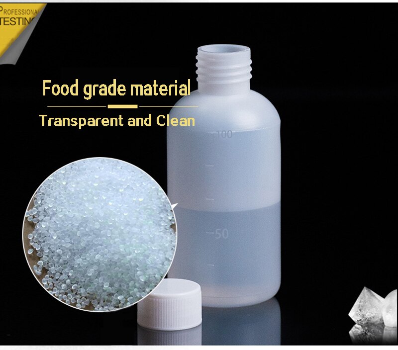 100ml 20pcs/pack PE lab reagent bottle with scale Plastic sample bottle with screw cover narrow mouth round for chemical test