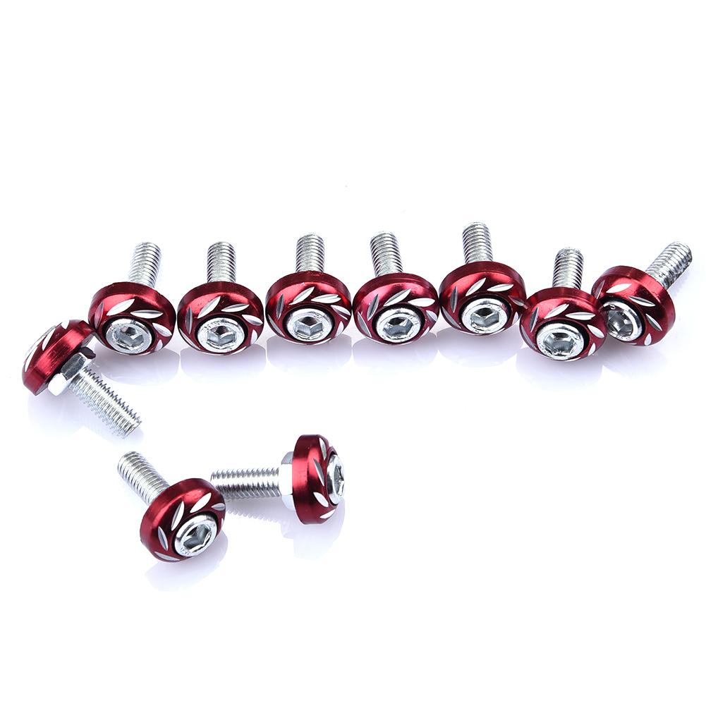 Auto Bout Univeral Aluminium 6mm Fasteners Washer Bumper Motor Concave Schroeven Washer Kentekenplaat Bouten Auto- styling: red