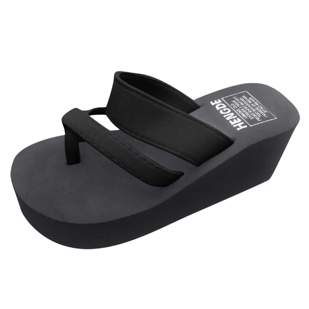 SAGACE été femmes sandales élégantes compensées chaussures antidérapantes tongs pantoufles plage sandales dames en plein air sandales A210: BK / 39