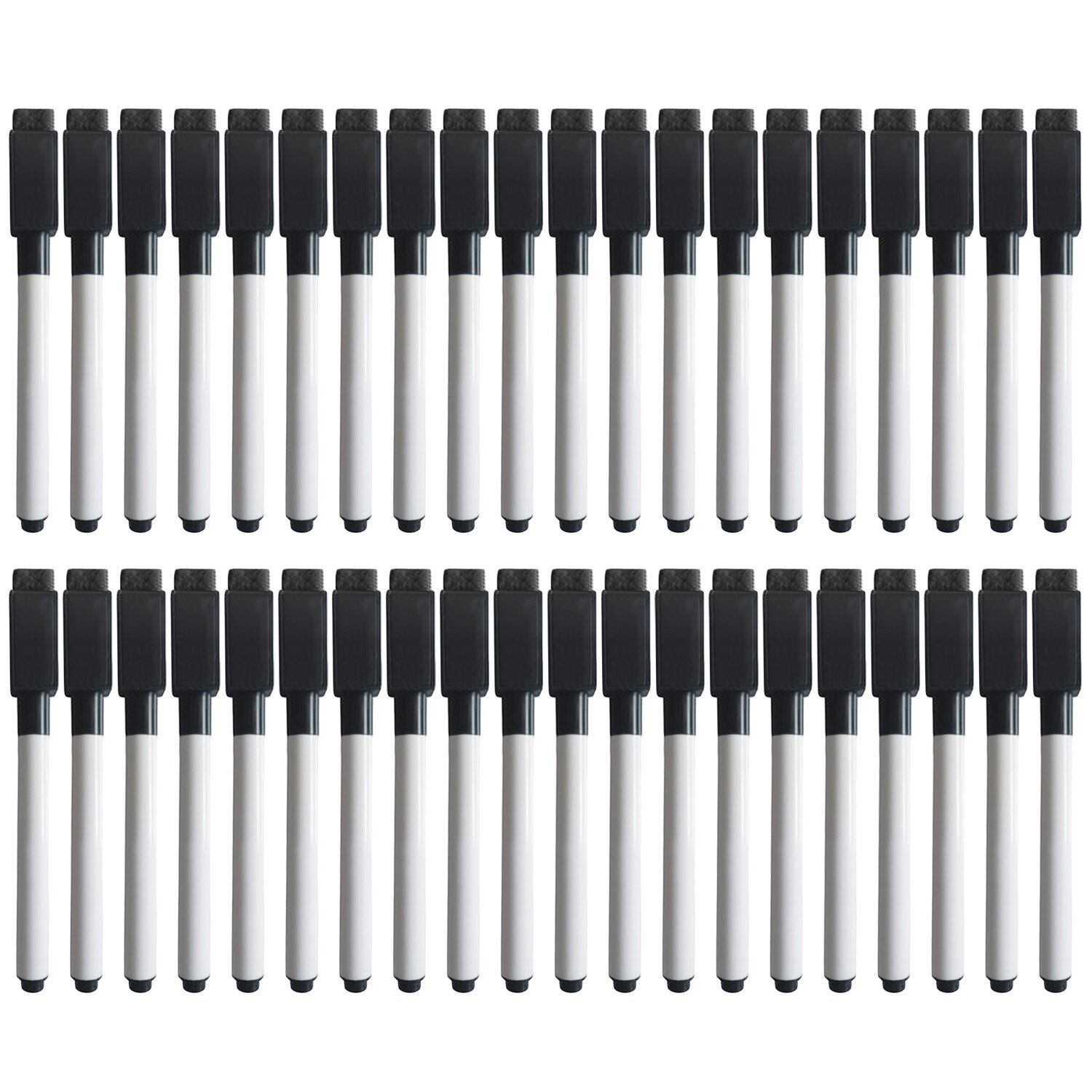 40 st magnetisk torrradering whiteboard markörer pennor med suddgummi lock svart bläck för skolan kontor hemtillbehör