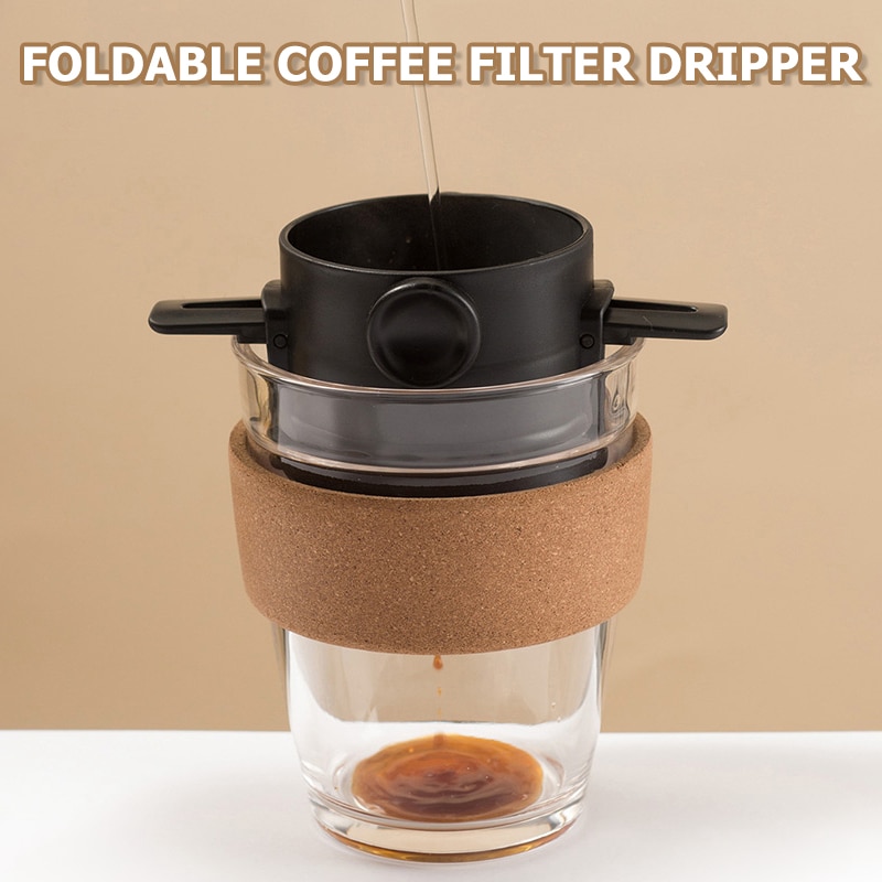 Vikbart rostfritt stål kaffefilter bärbart droppbrygg kaffehållare lätt rengör återanvändbar papperslös häll över kaffedroppar