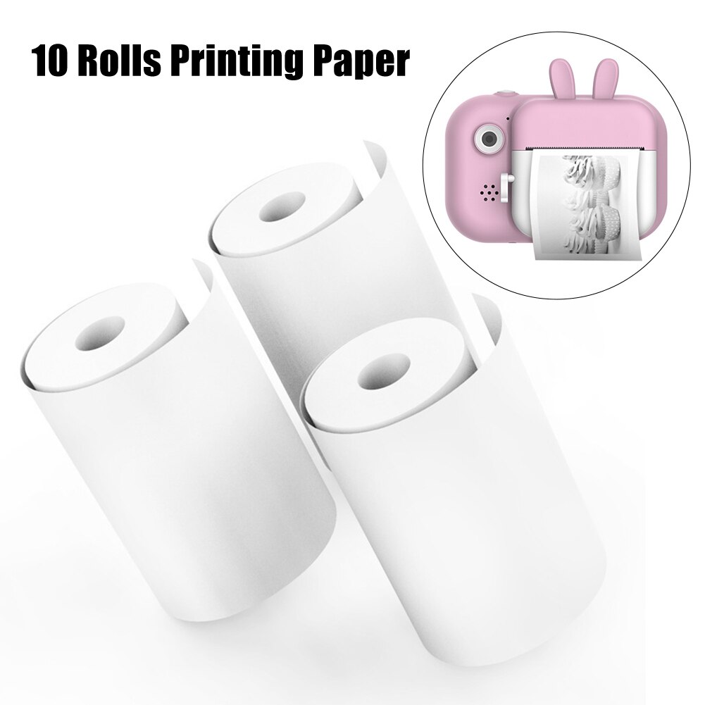 10rolls Instant Print Kids Camera Students Thermal Paper Transfer Wood Pulp Smooth Accessories White Portable