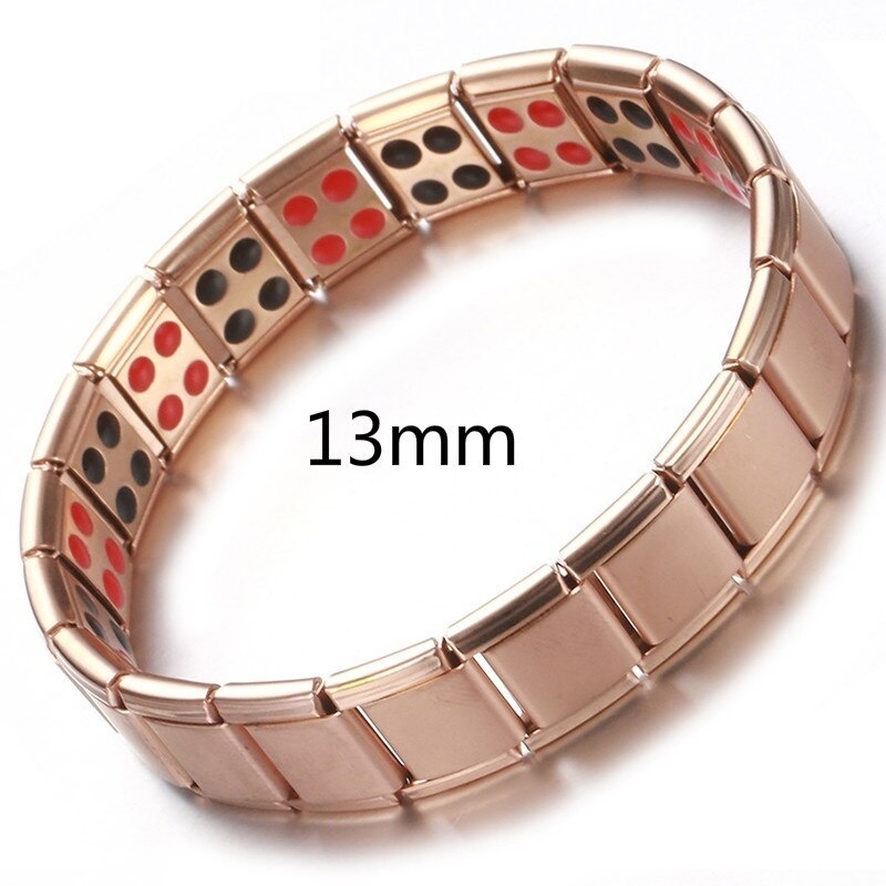 Neue Frauen Armbinde Edelstahl Elastische Einstellbar Rose Gold Farbe Germanium Magnetische Armbinde für Männer Gesundheit Schmuck: 13mm