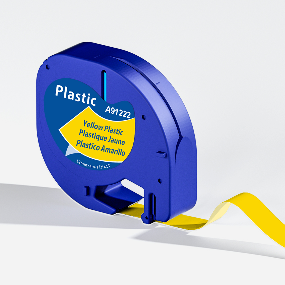 Pour ruban d'étiquettes Letratag 12mm cartouche plastique/papier/tissu noir sur blanc 91201 pour Dymo LetraTag LT-100H étiqueteuse 200B QX50: CL