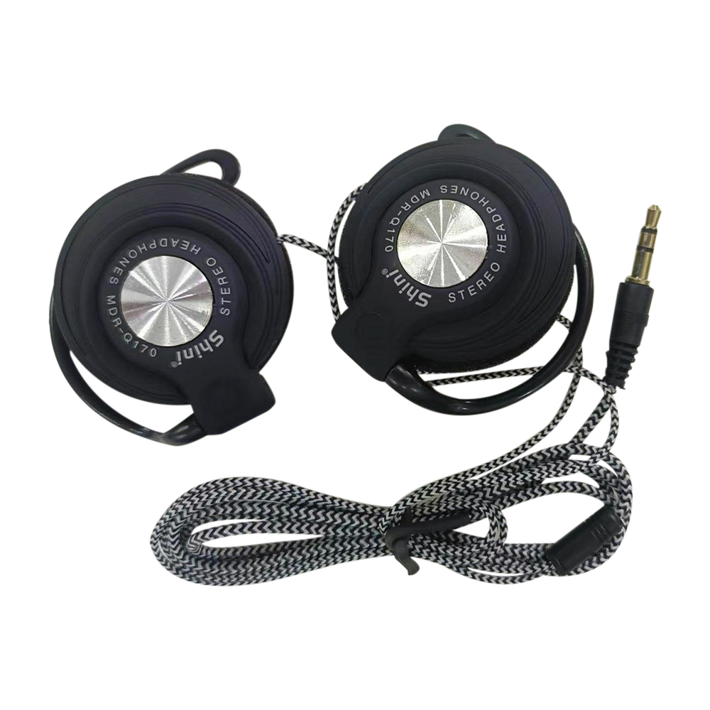 Q170 Universal 3,5mm Wired Kopfhörer HIFI Heavy Bass Headset Over-ear Einstellbare Ohr Haken Kopfhörer Musik Kopfhörer: Black