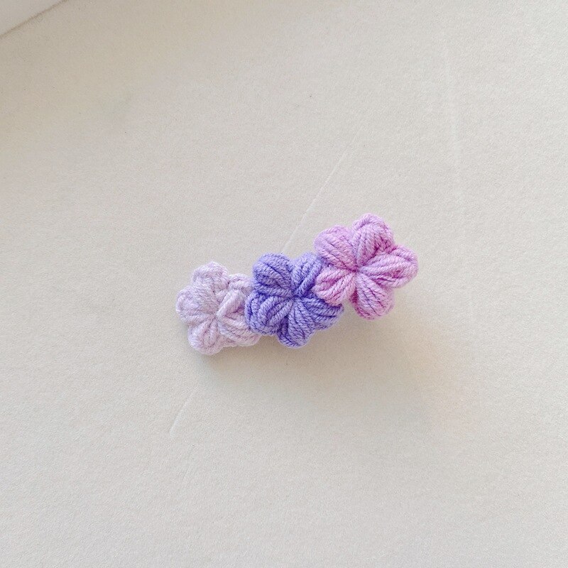 Koreaanse Gebreide Bloemen Haarspelden Elastische Haarbanden Kawaii Gradiënt Kleur Haarspeldjes Voor Meisjes Hoofddeksels Meisjes Kids Haar Accessoires: 1pc purple hairpin