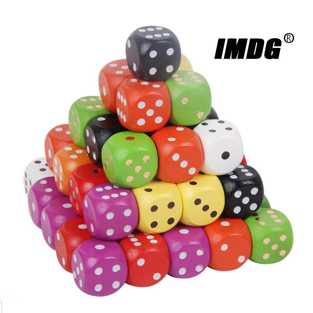 10 teile/paket Holz Würfel 16mm Bunte Solide Holz Punkt Spiel Abgerundeten Würfel Trinken Mahjong Würfel