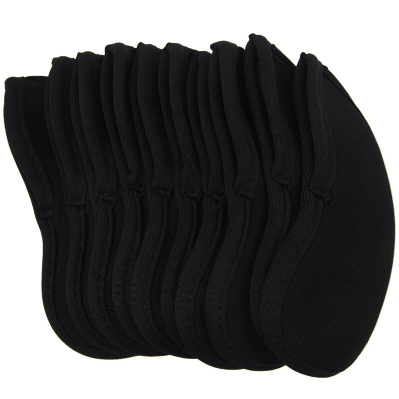 Set of 10 Golf Iron Head Cover Neoprene Club Wedge Protective Headcovers Black