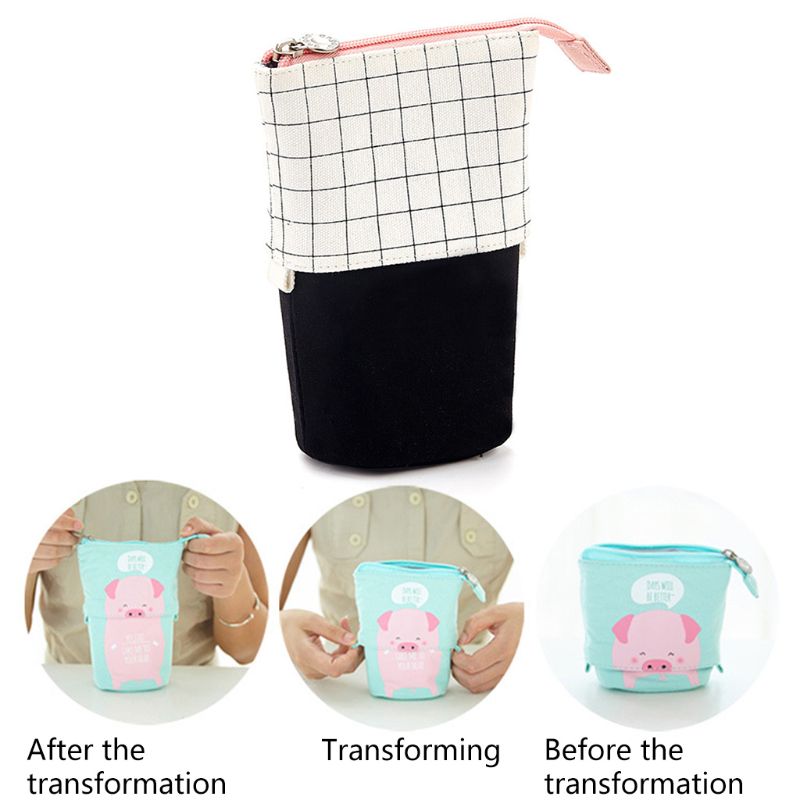 Stand Up Pencil Holder Telescopic Pencil Case Pen Box Stationery Pouch Bag Portable for School