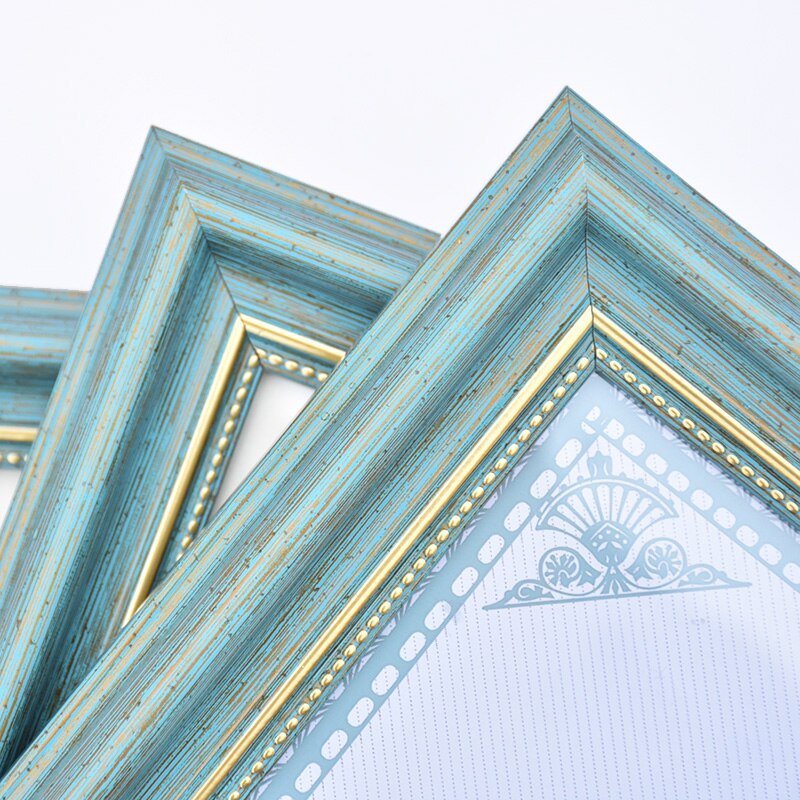 Light Blue Plastic Photo Frame 4/6/7/10 Inch Brown Picture Frames Rustic Home Decor Nightstand Family Portrait Desk Decoration: Light Blue / 6 Inch