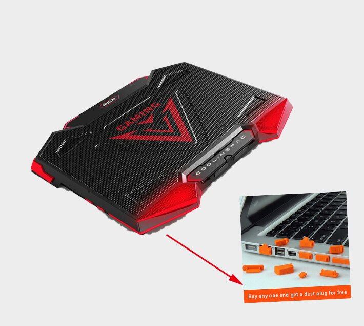 COOLCOLD 18 zoll Spielen Laptop Kühler Fünf Fan LED-bildschirm Zwei USB Hafen 1400RPM Laptop Kühlung Pad Notizbuch Stand für Laptop: Schwarz rot