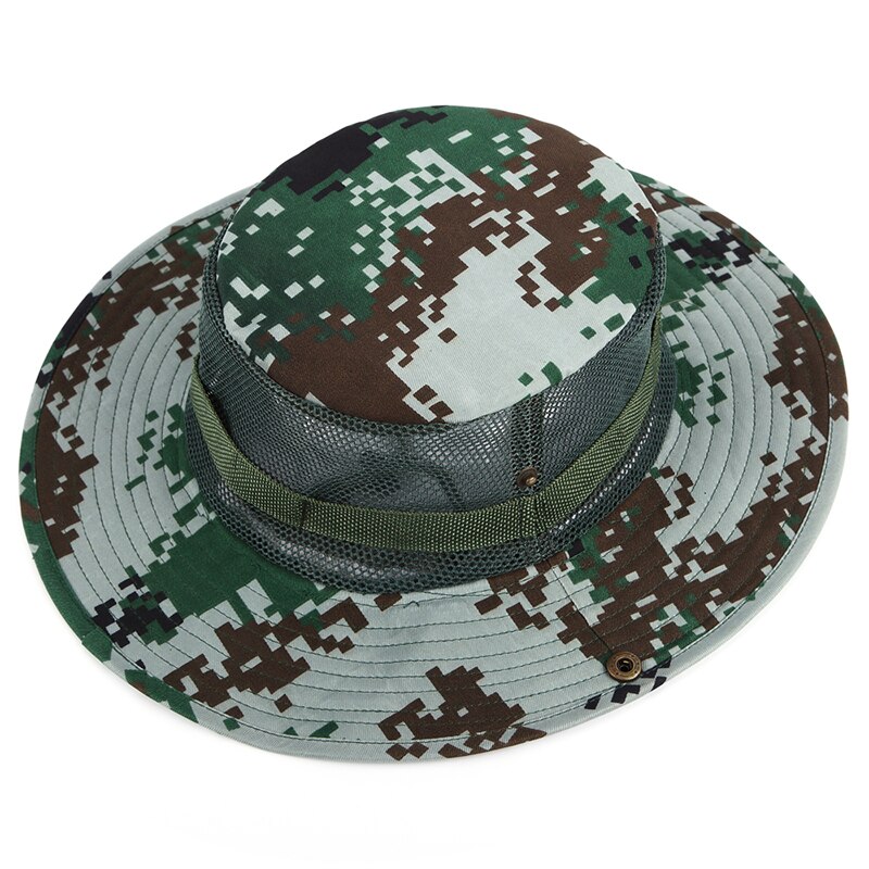 Unisex kvinner herre sommer avslappet trendy kamuflasje strand caps panama jazz nett lue sammenleggbar solhatt cowboy fedora print solhatt