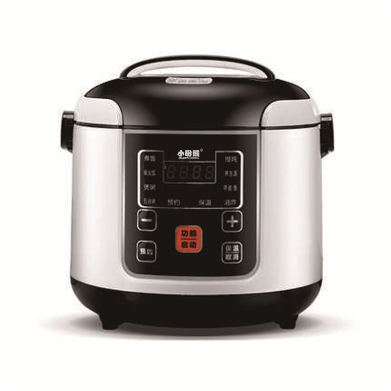 12V 24V 220V Portable Electric Rice Cooker 2L Timing Reservation Food Heating Cooking Steamer Soup Stew Pot Steamer Cooker: 2L-220V-Black