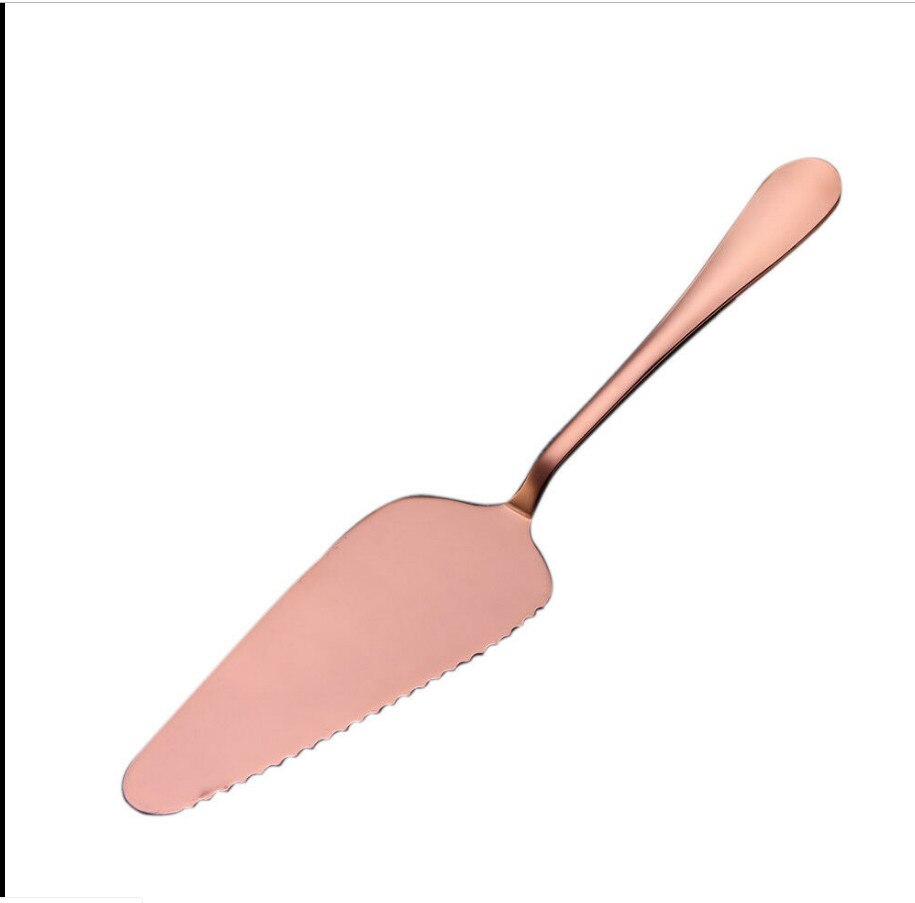 Practical Stainless Steel Jagged Edge Blade Cutter Pizza Cake Shovel Reusable Spatula Baking Tool: Rose gold
