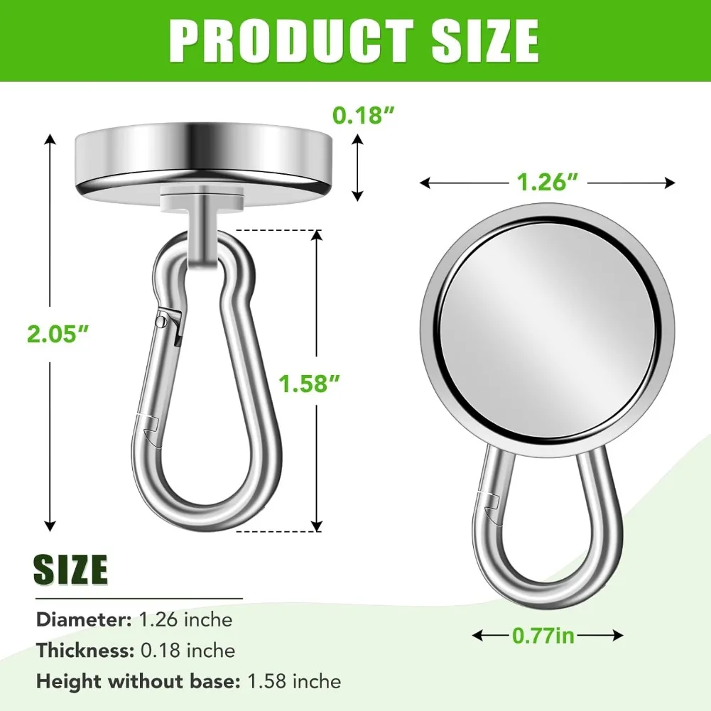 Magnetic Hooks Strong magnets Heavy Duty Neodymium Magnet Hooks With Swivel Carabiner Hook For Refrigerator Magnetic Materials