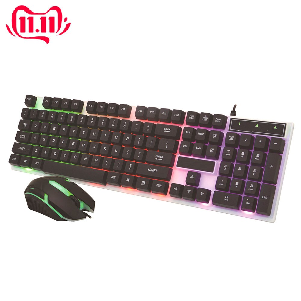 PC Computer Wired Keyboard and Mouse Set Kit For Desktop 104 Keys RGB Backlight Wired Gaming Keyboard And Mouse Combos