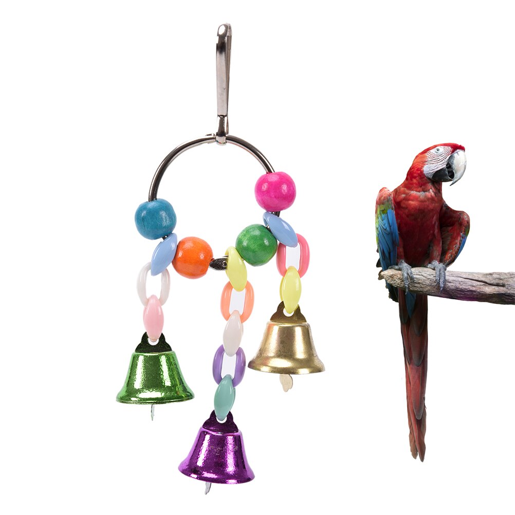 Dejlige papegøje legetøj pet fugl bid klatre tygge legetøj hængende cockatiel parakit klatre tygge bur med klokke fugl legetøj