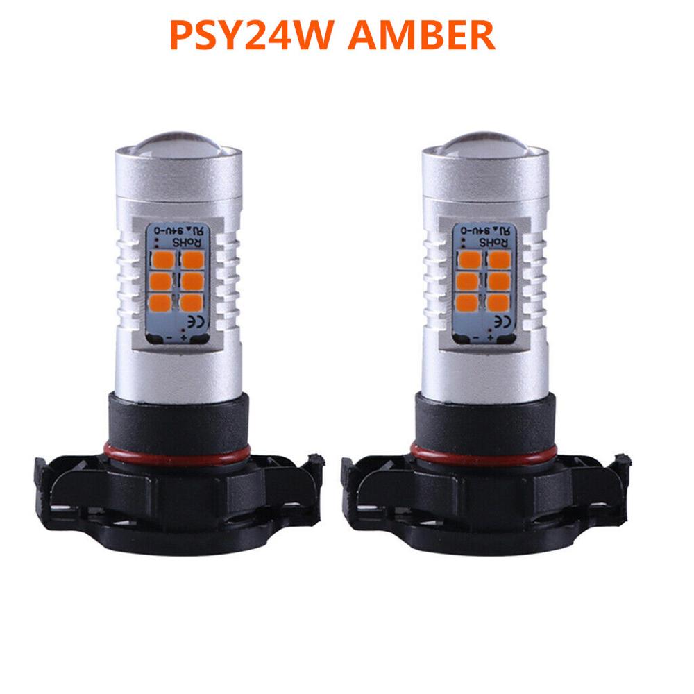 Luces intermitentes delanteras para coche, indicador de luz LED de alto brillo PSY24W (PG20-4) 21W, color ámbar y naranja, Canbus *** UNIVERSAL