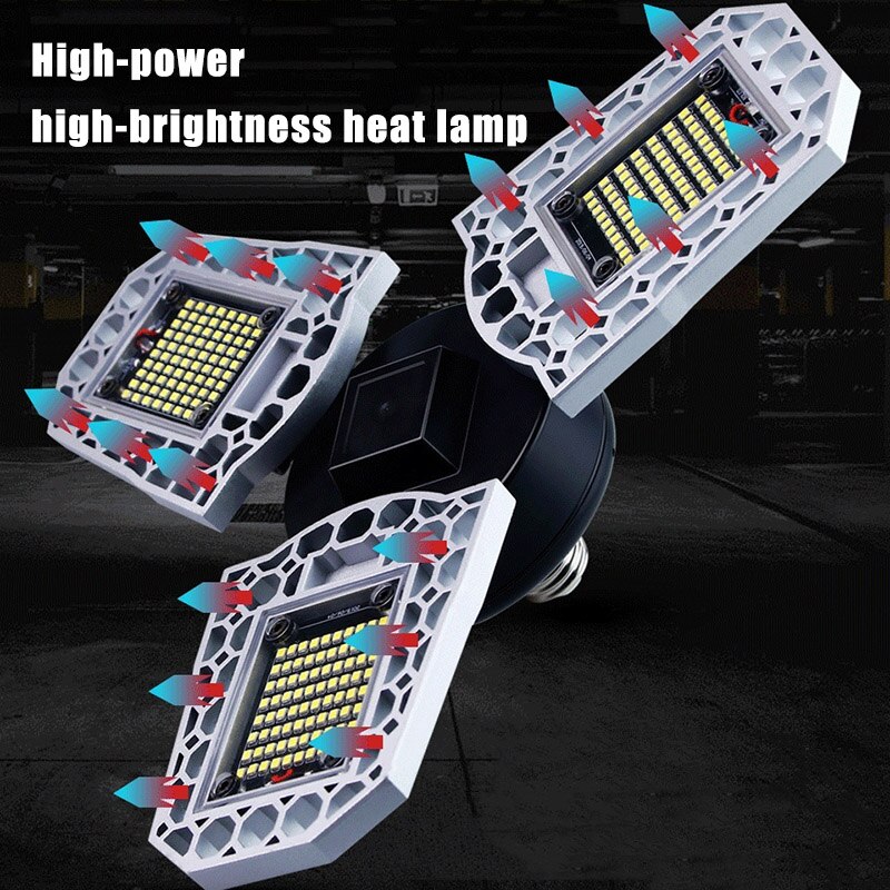 LED Garage Light Deformable Ceiling Lamp Bulbs Waterproof for Warehouse Working ALI88