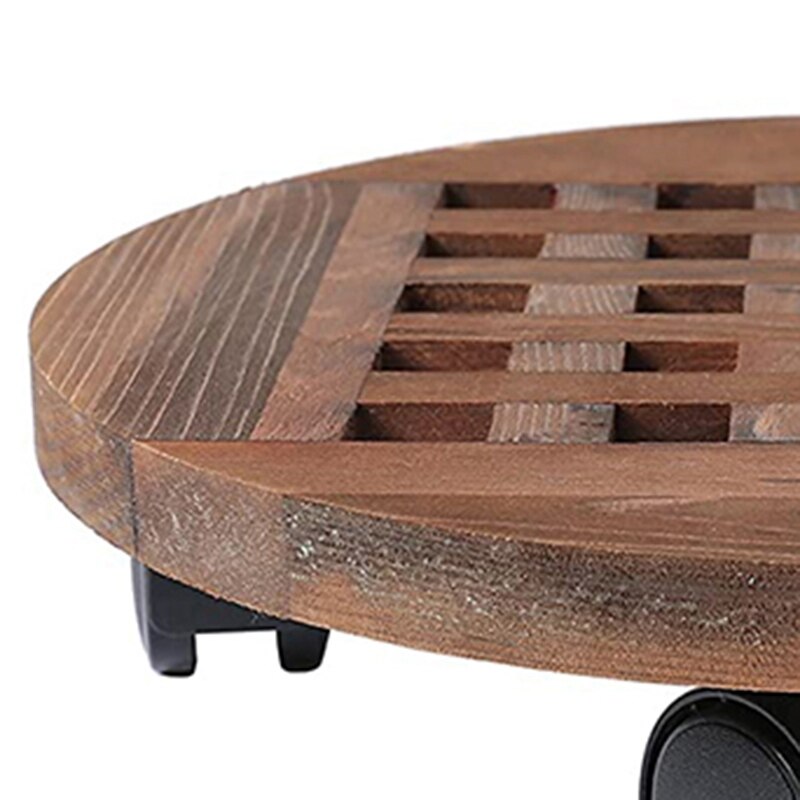 25cm Wood Flower Pot Removable Tray Plant Holder Stand Base with Wheels Planter Flowers Pot Mover Trolley Plate