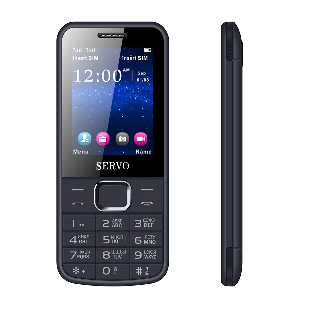 SERVO 225 2.4 "Trillingen Buiten FM Radio Dual Sim-kaarten Mobiele Telefoons Goedkope Telefoon GPRS Bluetooth mobiel Russische toetsenbord