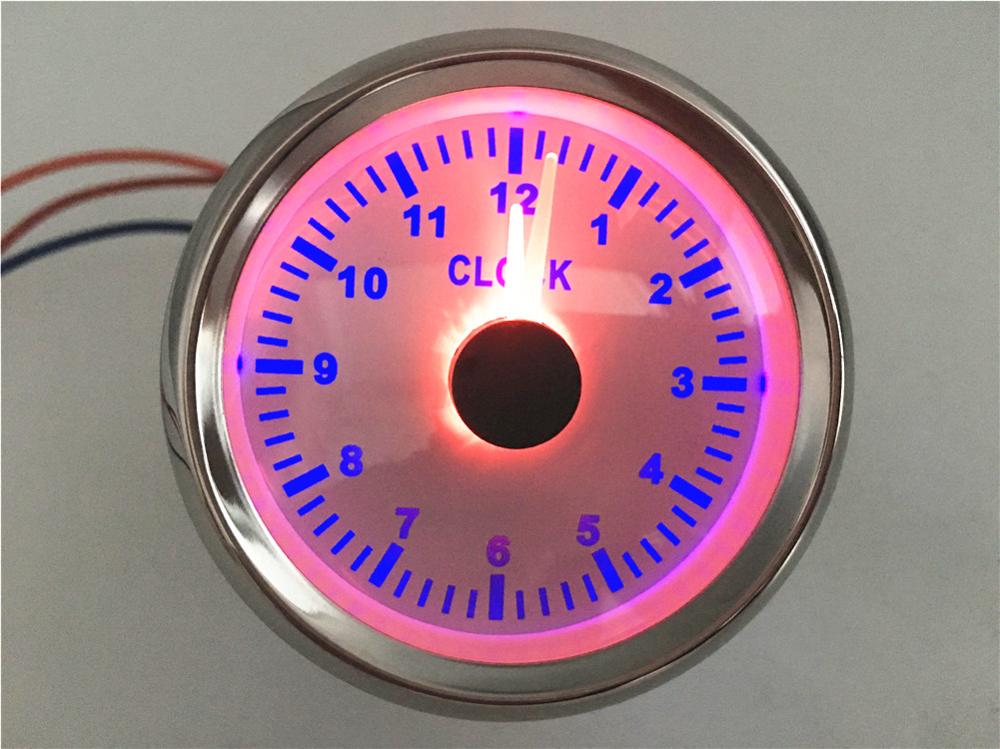 Jauges d&#39;horloge automatique 52mm, 1 pièce, 0-12 heures affichage compteur horloge rétro-éclairage rouge 9-32v pour voiture bateau moto: blue backlight WS