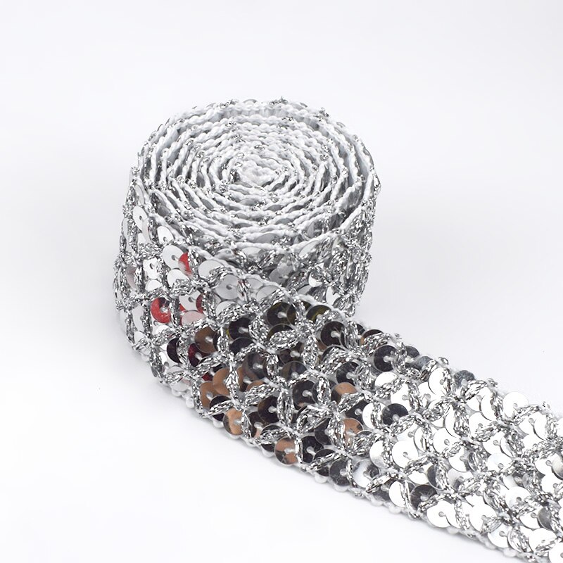 Ruban à Paillettes Argenté élastique - 13 Mètres, Largeur 1,5 Cm, Pour Couture, Déco Vêtements Et Accessoires - 7