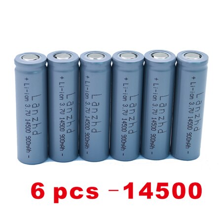 1-8PCS 14500 battery 3.7V 900mAh Rechargeable Li-ion Battery for LED Flashlight Battery accumulator battery real capacity: 6 PCS-14500-900MAH