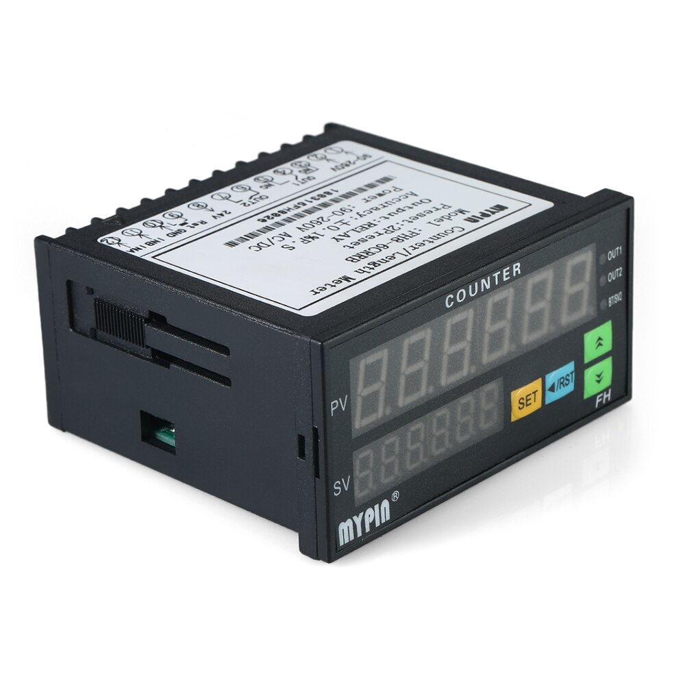 Multi-functional Dual LED Display 6 digits Digital Counter 90~265V AC/DC Length Meter with 2 Relay Output and Pulse PNP NPN