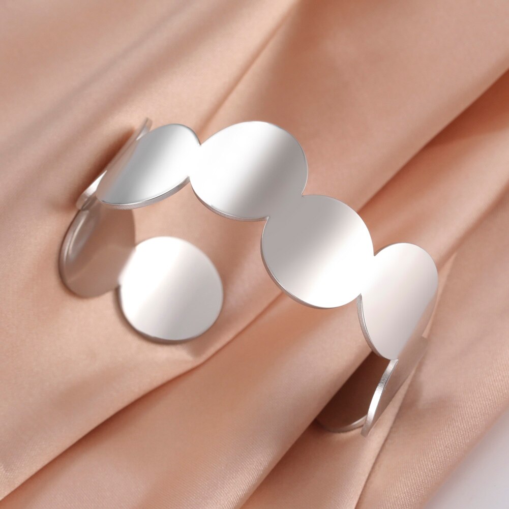 Skyrim bracciale rigido regolabile semplice in acciaio inossidabile con bracciale tondo geometrico per gioielli da donna per matrimonio