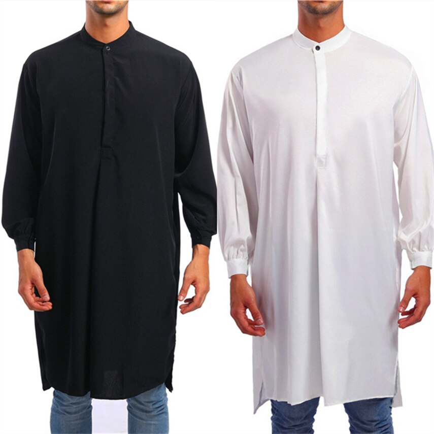Arabische jubba thobe voor mannen, karftan, lange mouwen, effen gewaad, ramadam, moslim, dubai, eid mubarak abaya, islamitische kleding