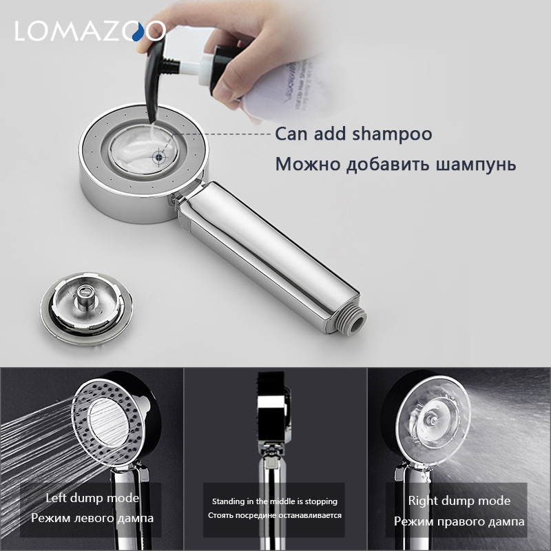 LOMAZOO High Pressure Adjustable SPA Jetting Shower Filter High Pressure Water Saving Shower Head Handheld Shower Head