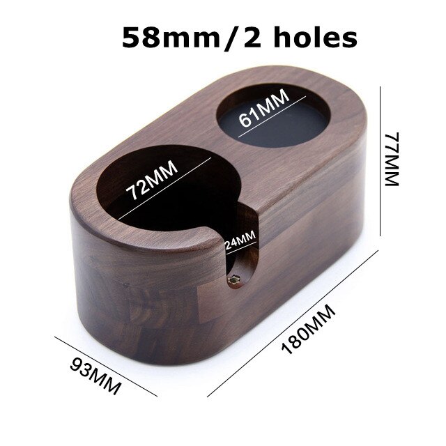 58mm Solid Wunalt Wooden Coffee Filter Tamper Holder Stand Espresso Distributor Mat Support Base Rack Barista Tools Accessories: 58mm 2 holes walnut
