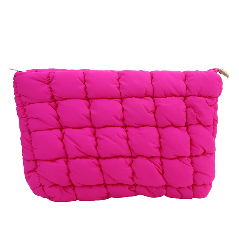 Women Makeup Pouch Padded Quilted Makeup Storage Bag Puffer Makeup Bag Large Cosmetic Organizer Bag Clutch Handbag Beauty Case: Gold