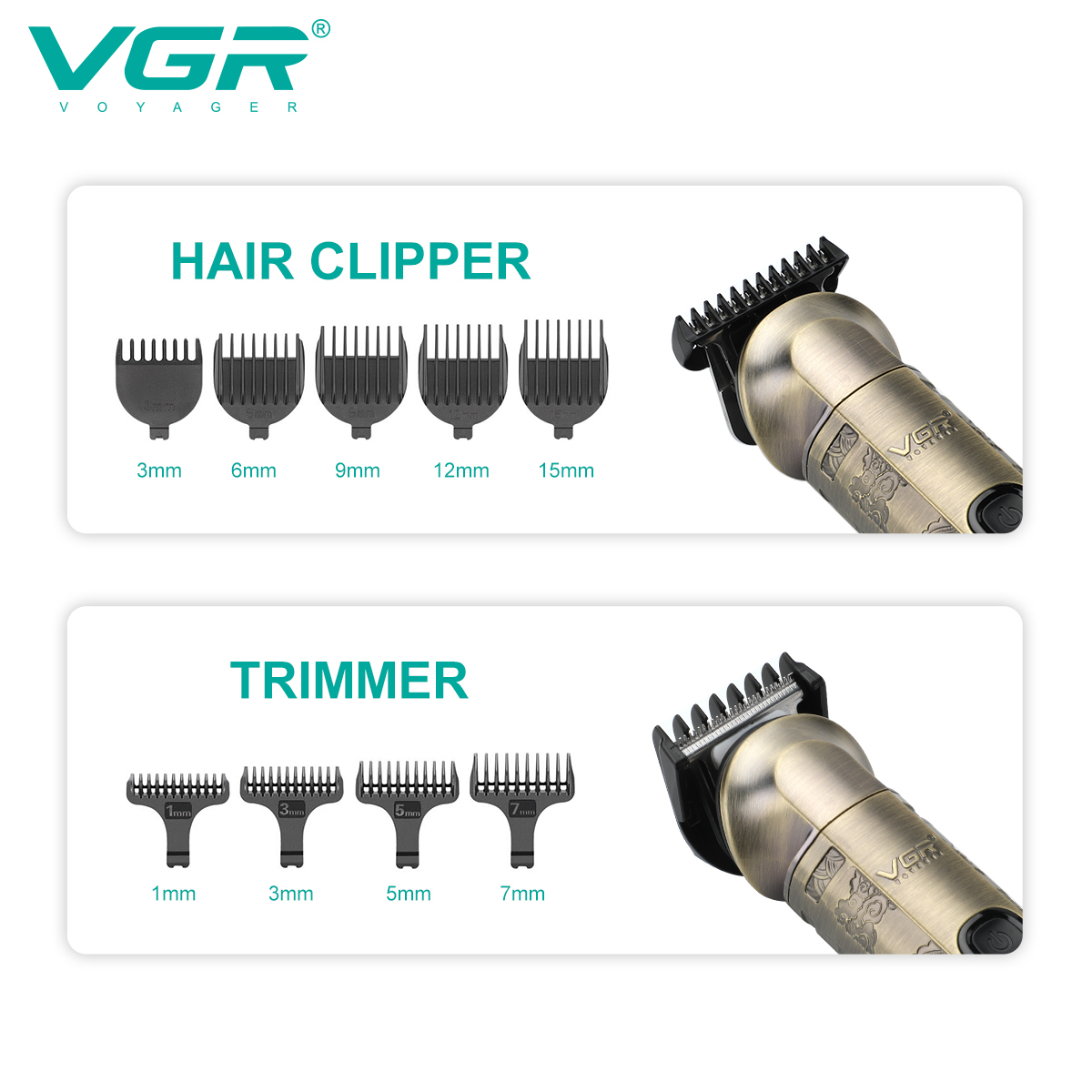 VGR All-in-one Hair Beard Trimmer Men Body Groomer Clipper Electric Shaver Washable Trimer Facial，Nose，Ear，Eyebrow