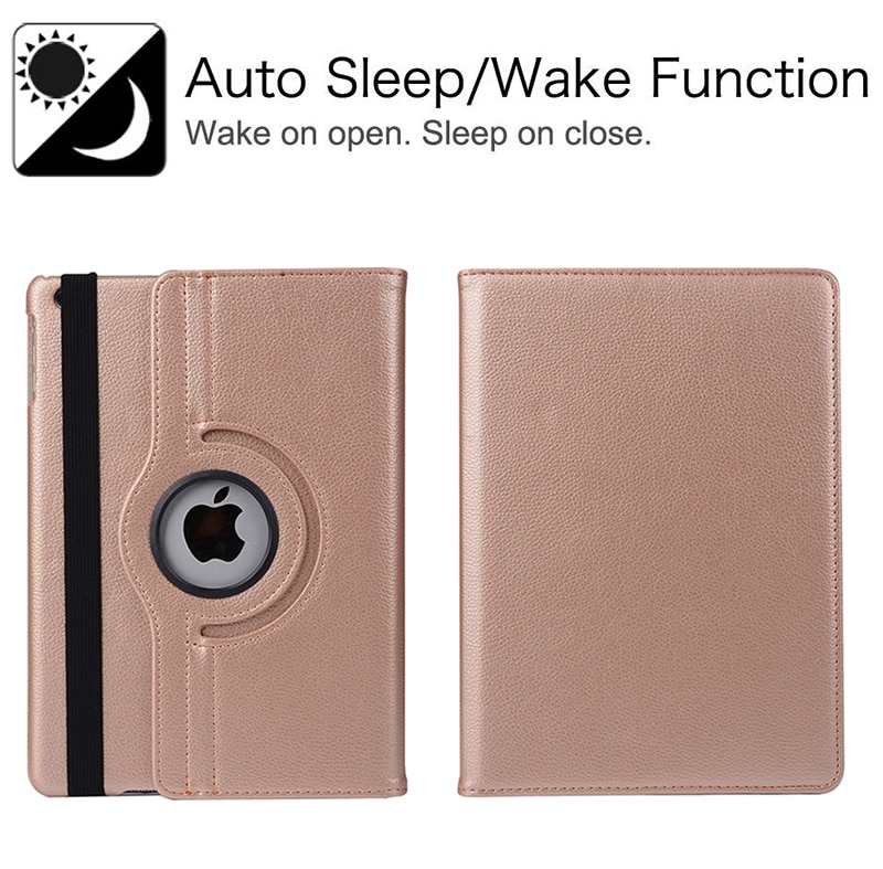 Étui pour ipad 2 3 4 modèle  a1458 1459 a1460 couverture, housse de veille automatique pour apple ipad 2 3 4 libération étui rotatif à 360 degrés + stylet