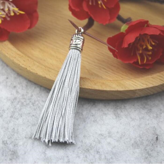 Rideau de bijoux avec pompon en argent, 10 pièces, accessoires de décoration pour vêtements, porte-clés, sac de téléphone portable, franges, garniture, sangles suspendues: Gray