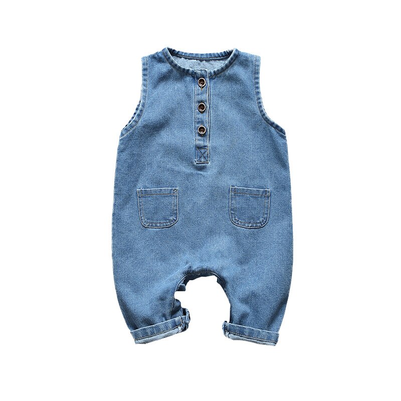 Ärmellose babykleidung, Baby-Jeans-strampler, sommer-strampler für neugeborene, mädchen, jungen, unisex, taschen-strampler, kleinkind-Overall, latzhosen-Outfits: 6m