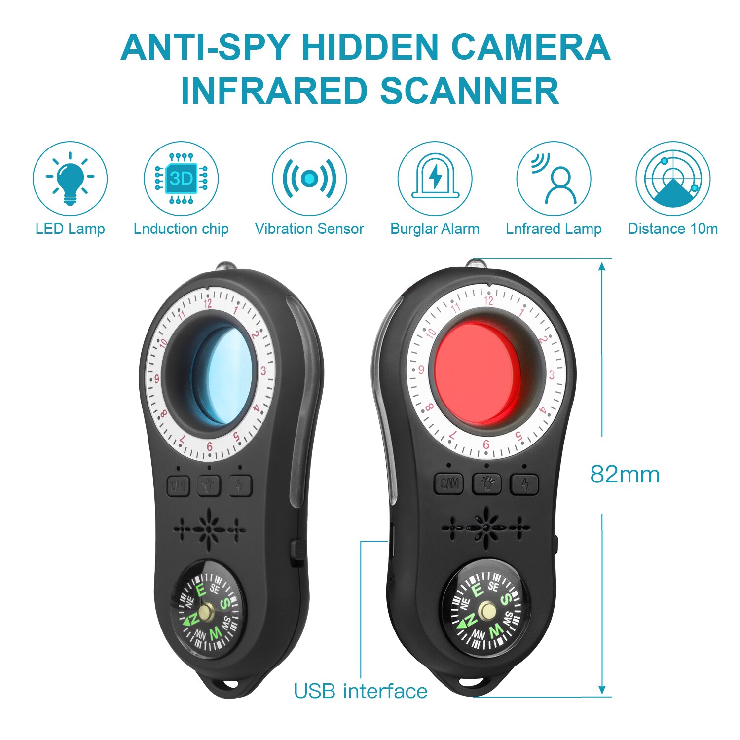 Portable Mini LED Hide Camera Detector Anti-Candid IR Scanner Micro Cam Finder