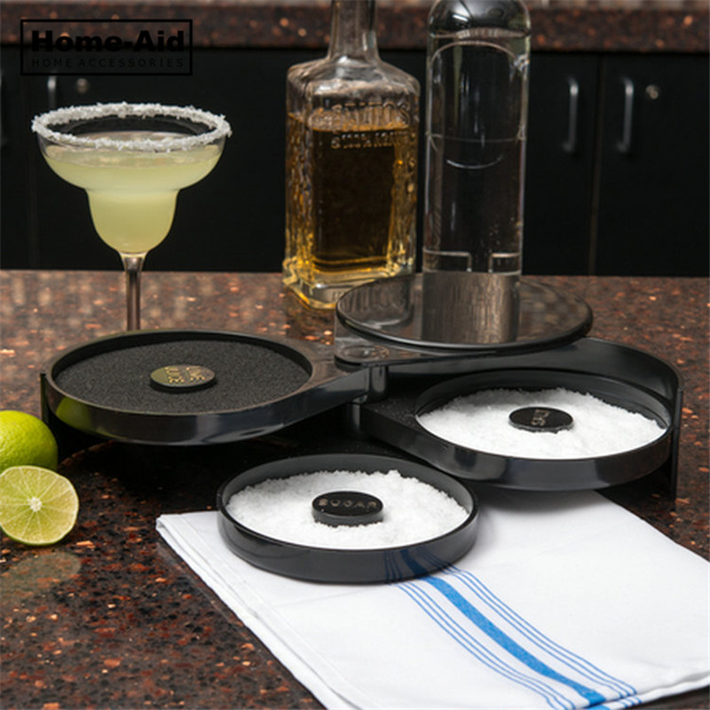 Neue Glas Rimmers 3 Ebene Salz Zucker Margarita Cocktail Glas Rimmer Heimat Bar Zubehör Werkzeug Barmann