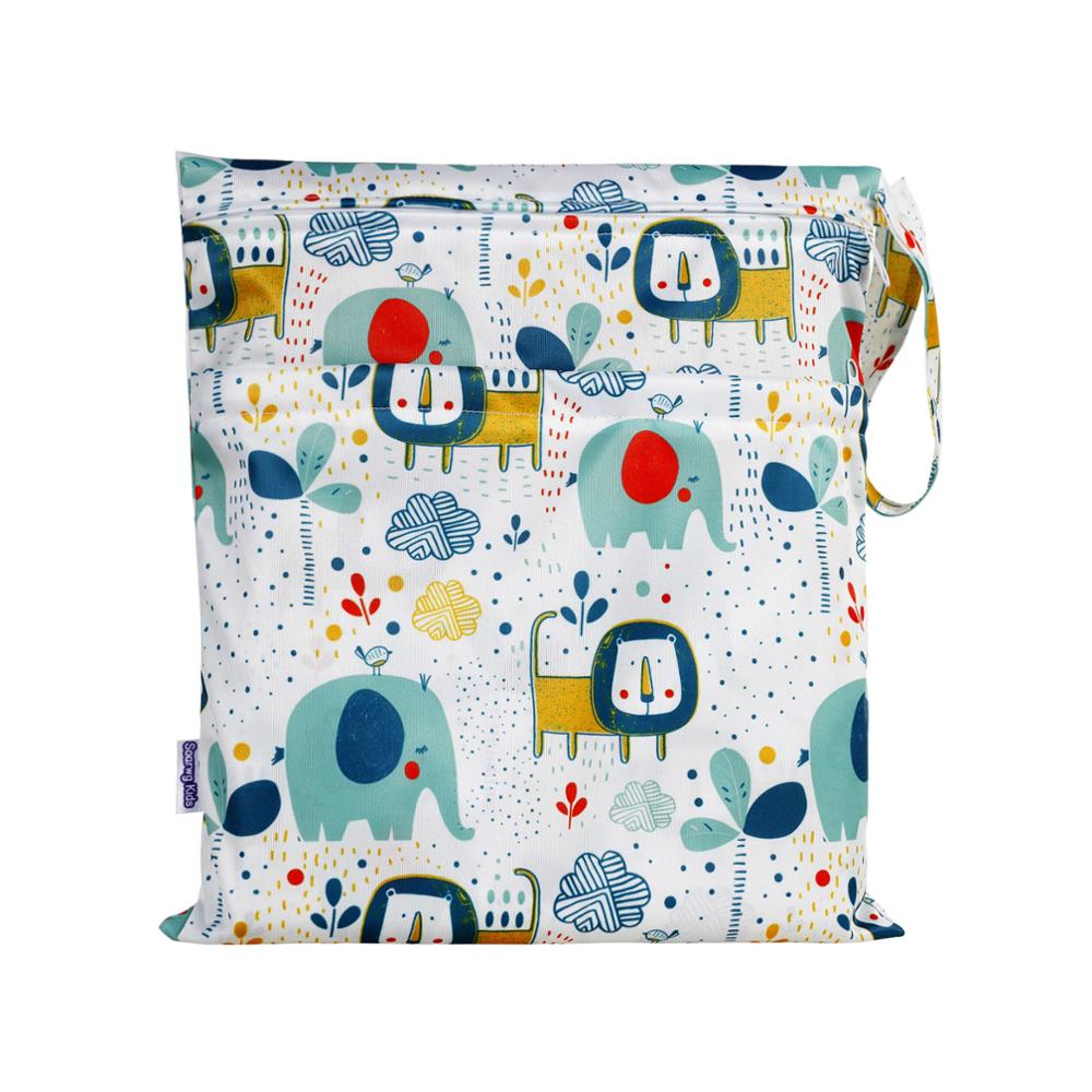Wiederverwendbare nass trocken Tasche Mit Zwei Für Baby Windeln Windeln Wasserdicht Nass Tuch Tasche Windel Tasche 36cm x 30cm