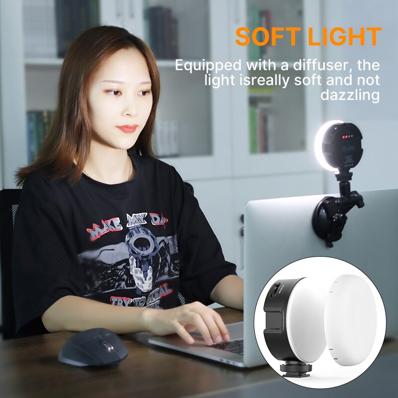 Ulanzi VIJIM VL69 Soft light 2500K-6500k Adjustable Led Video Light with Suction Cup Diffuser Online Meeting Laptop Light Kit