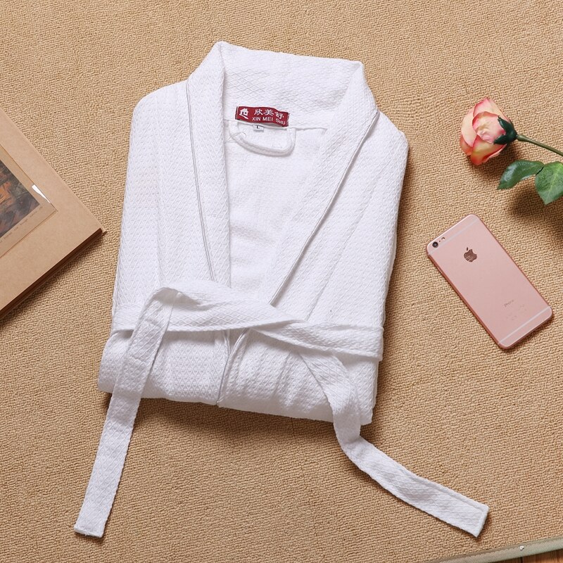 Men Robe Waffle Bathrobe Home Dress 100% Cotton Nightwear Solid Sleepwear Male Nightgown Kimono Bathrobe Gown Plus Size XXL