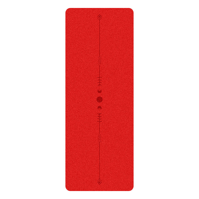 Estera de yoga de 5 mm de grosor con superficie de PU texturizada y base de caucho natural - Estera de ejercicios antideslizante y de alta densidad para el hogar/pilates (Alignm: Rojo