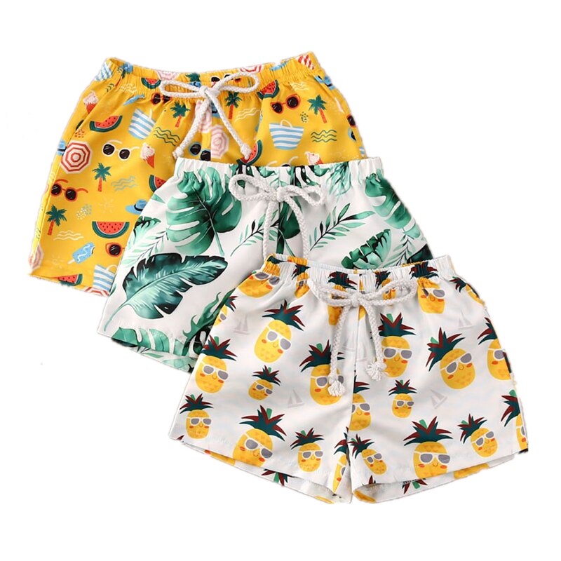 Bañadores con estampado de dibujos animados para niños pequeños, pantalones cortos de playa, traje de baño, ropa de baño de verano