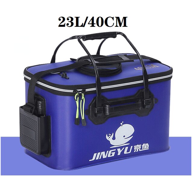 EVA Portable Fishing Bag Folding Thicken Live Fishing Box Tank Bucket Camping Fishing Tackle Fishbox Storage Bag fishing gear: 23L blue