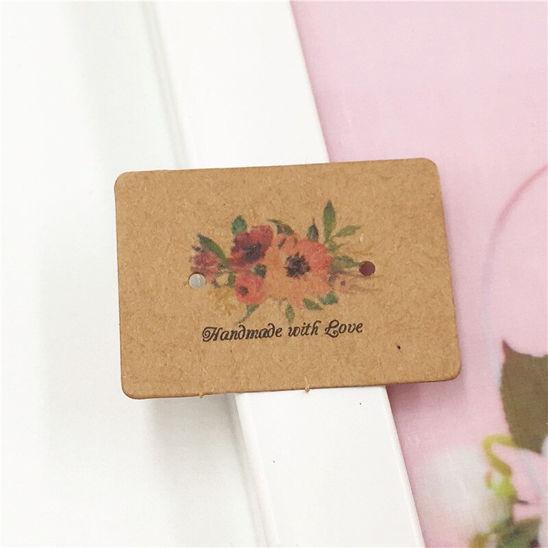 100 sztuk 2.5x3.5cm kolczyk karty opakowania stojak do kolczyków posiadacz karty karton papier typu Kraft tagi dla DIY biżuteria wyświetlacz: Kraft flower