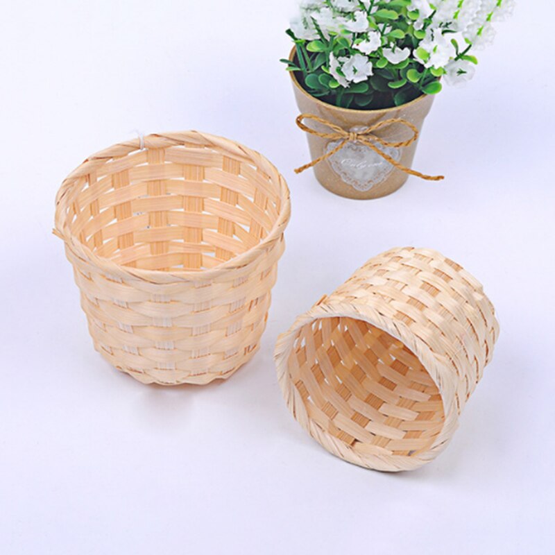 Bamboo Basket Desktop Debris Storage Toy Storage Woven Flower Basket Bamboo Wood Woven Basket Two Sizes Optional